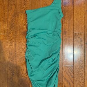 Babaton One-Shoulder Teal Ruched Dress